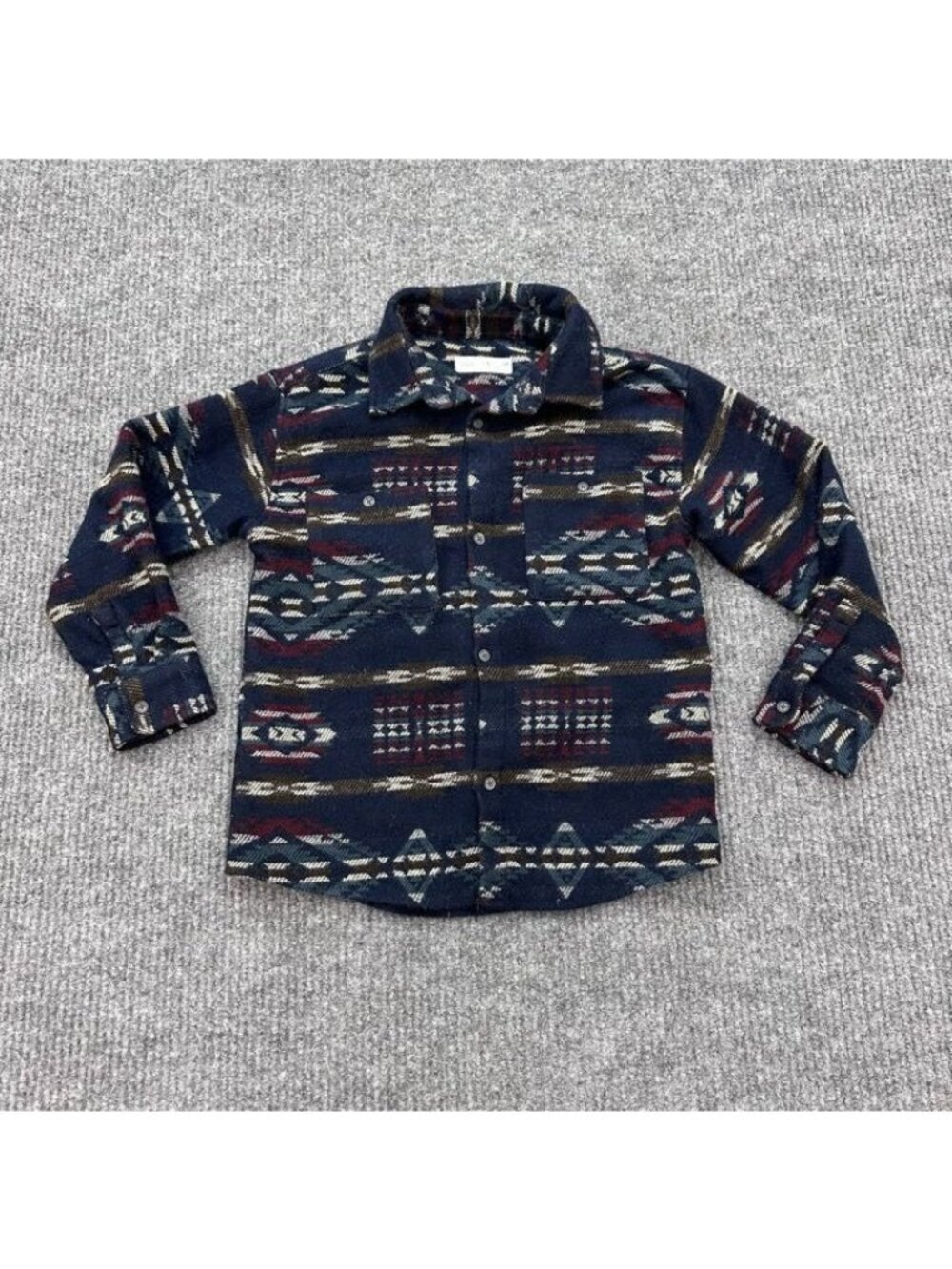Zara Aztec Southwestern Wool Blend Button Up Shirt Long Sleeve Flannel Boys sz 8